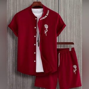 Men’s rose shirt and shorts